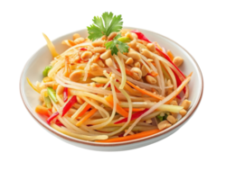 A bowl of noodles with vegetables and herbs png