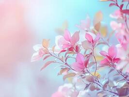 Delicate pink and white foliage against a soft, dreamy background. photo