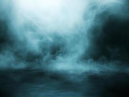 A misty, ethereal landscape with smoke-like textures and a tranquil water surface. photo