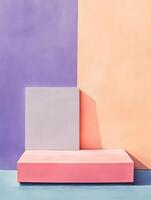 A minimalist composition featuring geometric shapes and soft pastel colors. photo