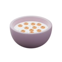 A Delightful Bowl of Cereal with Milk. A 3D Rendered Image of a Creamy Breakfast png