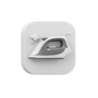 Modern Minimalist Ironing Icon Design. 3D Render of a Steam Iron on a White Square Background png