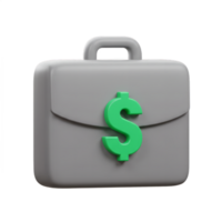 3D Render of a Grey Briefcase with a Green Dollar Sign. A Symbol of Finance, Wealth, and Business Success png