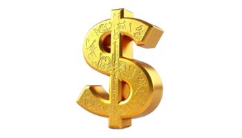Ornate Golden Dollar Sign. A 3D Rendering of Wealth and Prosperity png