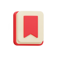 3D Render of a Bookmark Icon. Modern App Interface Design Element png