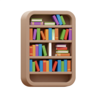 Colorful Bookshelf 3D Render. A Vibrant Display of Literature and Knowledge png