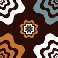 The earthy color palette, including brown, white, and blue hues, enhances its vintage appeal pattern and Background. A highly detailed floral tile-like design with a mesmerizing, retro style vector