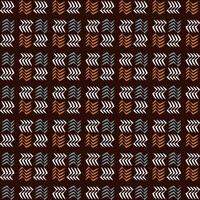 The modern zigzag seamless geometric pattern composed of small squares arranged in a grid. Each square contains wavy lines in different colors, including white, orange, and blue. vector