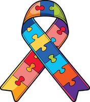 Colorful Autism Awareness Ribbon with Puzzle Pattern Support and Advocacy Symbol vector