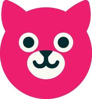 a pink cat face with black eyes vector