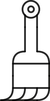 Minimalist Black-and-White Brush Icon with Sleek Curved Design and Details