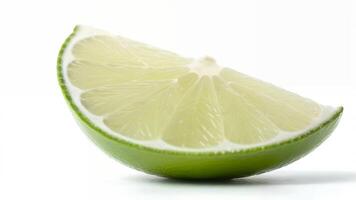 Fresh lime wedge isolated on white background. photo