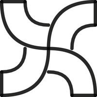 Abstract Black and White Minimalist Shape with Curves and Geometric Design vector