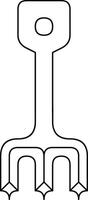 Black and White Line Drawing of Abstract Geometric Fork Design vector