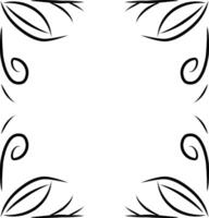 Abstract Decorative Border with Swirling and Leafy Patterns in Black and White vector