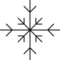 Black line art of a snowflake, designed with simplicity and precision, set against a plain white background. Representing winter and seasonal themes, perfect for designs or educational uses. vector