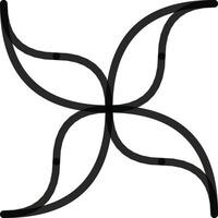 A minimalist abstract design in black featuring interlocking, flowing curved lines creating a symmetrical pattern. Perfect for modern representations of art, geometry, or symbolic concepts. vector