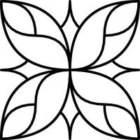 Geometric Black Outline Abstract Flower Design on White Background vector