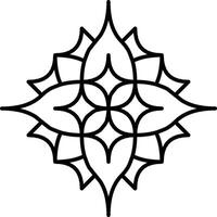 Detailed black ink decorative design in symmetric geometric style, ideal for patterns, tattoos, and ornamental uses providing artistic inspiration and versatile aesthetic appeal. vector