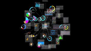 Dynamic data visualization dashboard showcasing analytics, graphs, and charts for insightful video