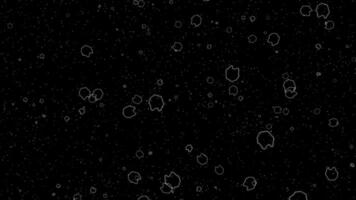 Cosmic Scene of Black Space with White Outlined Asteroids and Stars in Stellar Background video