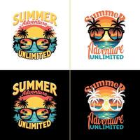 Summer Adventure Graphics for Summer T Shirt Design in Black and White Background vector