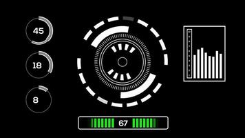 Digital Dashboard Technology Black Gauges and Data Visualization with Circular and Bar Graphs video