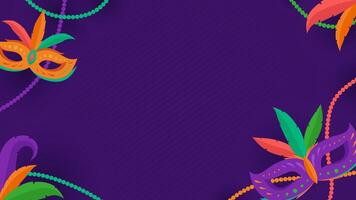 Mardi Gras with bead on purple background with empty space for text vector