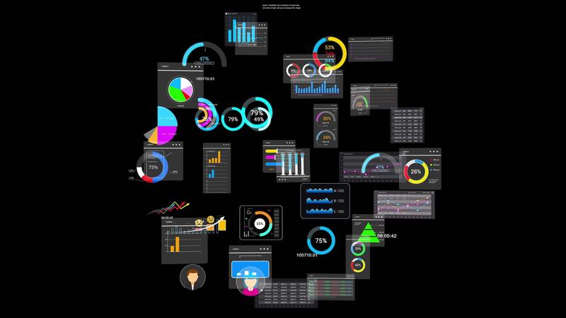 Dynamic data visualization showcasing metrics, graphs, and charts for ...