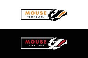 Computer mouse logo design template with cable square icon vector