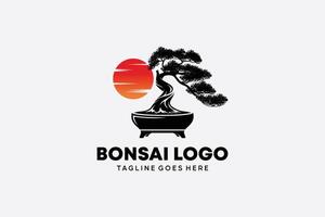 Bonsai logo design with a unique tree trunk concept vector