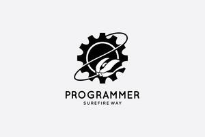 Programming services logo design with computer mouse icon symbol vector
