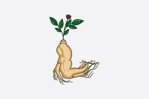 Natural ginger logo design with the concept of a muscular hand vector