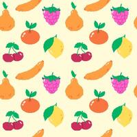 Bright pixelated fruit seamless pattern vector