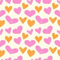 Seamless pattern with hand drawn hearts on a light background vector