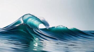 Stunning teal ocean wave curling, crashing, powerful, dynamic. photo