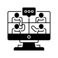 A black and white image of a computer screen with people on it vector