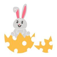 Easter Bunny Hatching from a Painted Egg vector