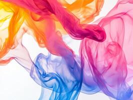 Colorful flowing fabric creating an abstract visual effect. photo