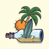 Summer surfing boad Under botttle illustration design vector