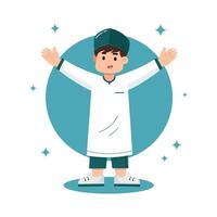 Muslim are rejoicing and raising both hands vector