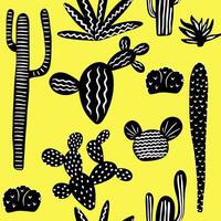 Cactus seamless pattern. Cute desert cacti vector