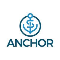 abstract anchor flat minimalist logo design vector