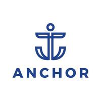 abstract anchor ocean flat minimalist logo design vector