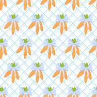 Easter retro seamless pattern of bunches of carrots with a bow and diagonal lines vector