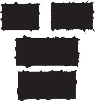 Rectangular Jagged badge silhouette design ripped paper