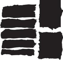Black rectangle frames with jagged edges isolated black and white vector