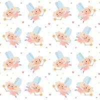 Seamless pattern in a simple children's style. Princess with wings. Cute fairy with wings, stars vector
