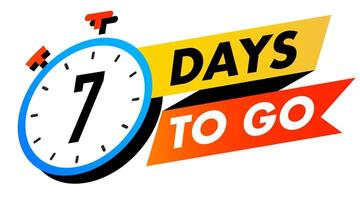 Countdown 7 days to go badge vector