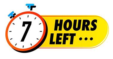 Countdown 7 hours left badge colorful vector